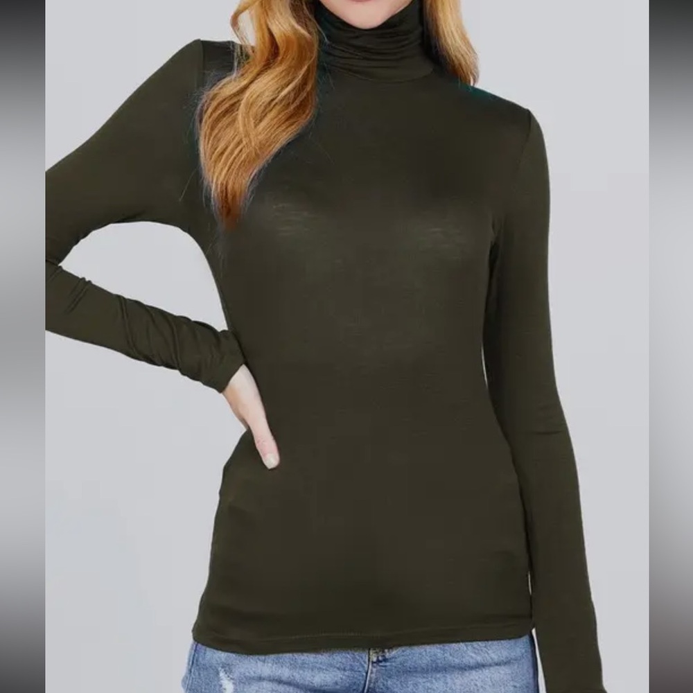 ShopEvelynne Olive Long Sleeve Turtleneck Top